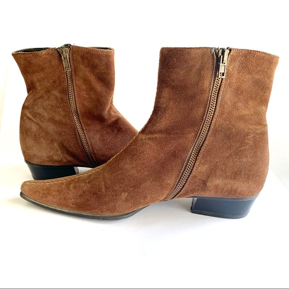 Brown Suede Zip up Ankle Booties size 37